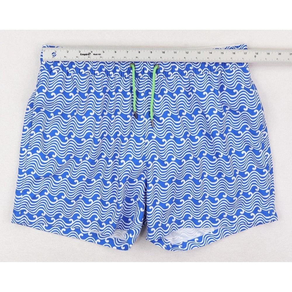 Roller Rabbit Swim Trunks Shorts Mens XL Blue White Mesh Lined Beach Pockets
